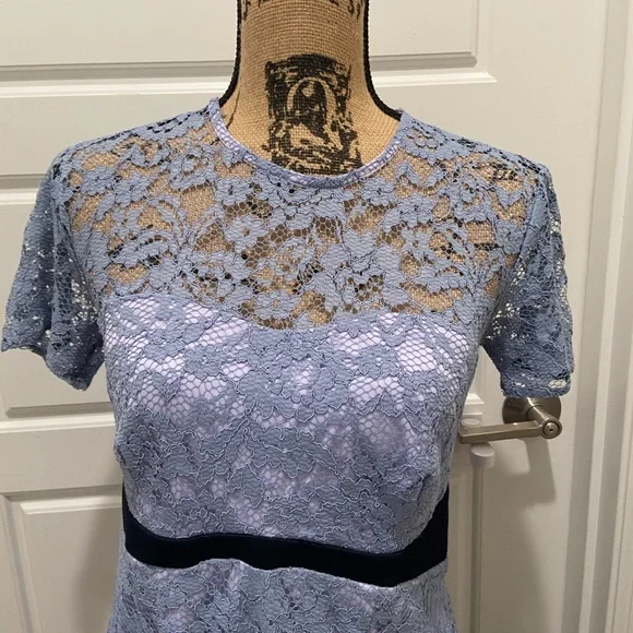 ASOS Maternity Light Blue/Lilac Purple Lace Dress Size US 4 - Picture 3 of 4